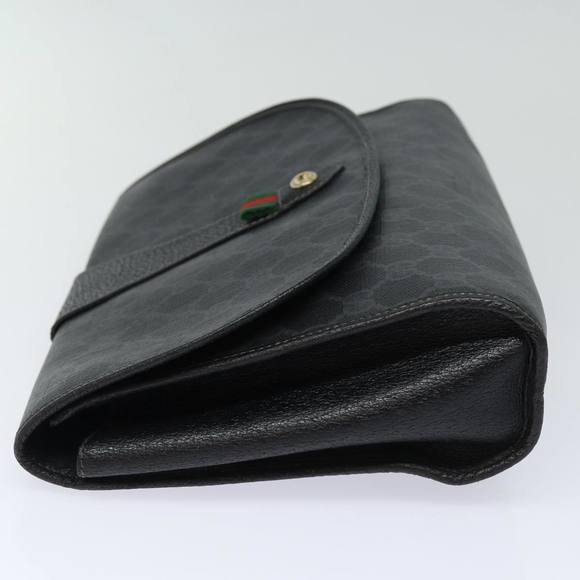 GUCCI GG Supreme Web Sherry Line Clutch Bag Black Gold 156 01 031 Auth bs16653 - Picture 4 of 16